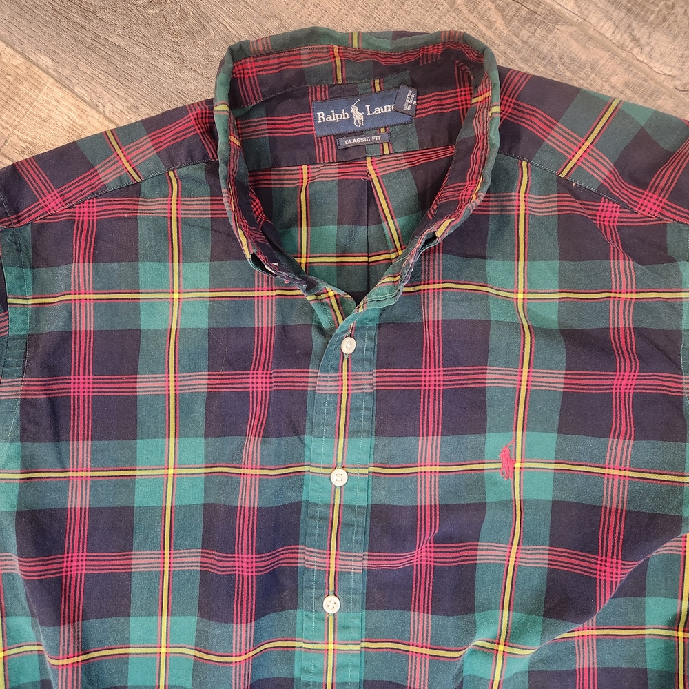 Ralph Lauren Men's Classic Fit  Tartan‎ Plaid Shirt XL Preppy Americana Casual